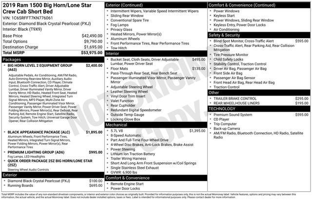 2019 RAM 1500 Big Horn/Lone Star Crew Cab 4x4 5'7" Box