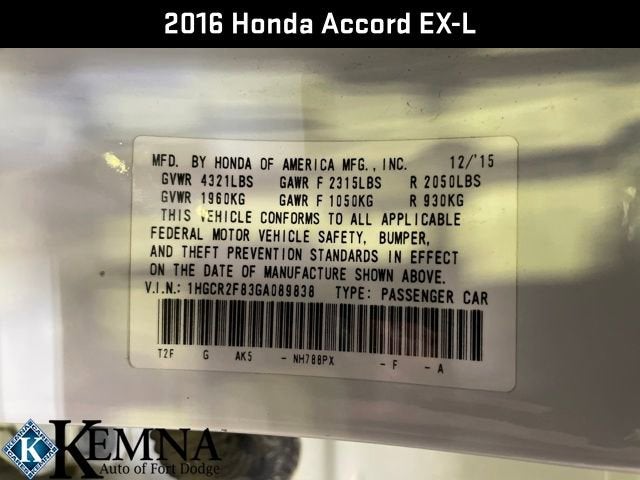 2016 Honda Accord Sedan EX-L