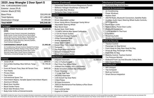 2025 Jeep Wrangler WRANGLER 2-DOOR SPORT S