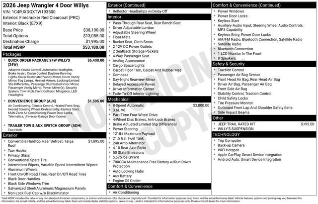 2026 Jeep Wrangler WRANGLER 4-DOOR WILLYS