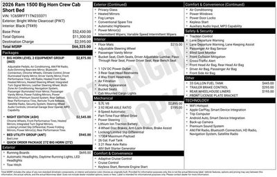 2026 RAM Ram 1500 RAM 1500 BIG HORN CREW CAB 4X4 5'7' BOX