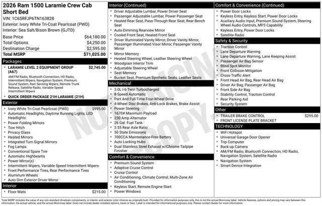 2026 RAM Ram 1500 RAM 1500 LARAMIE CREW CAB 4X4 5'7' BOX