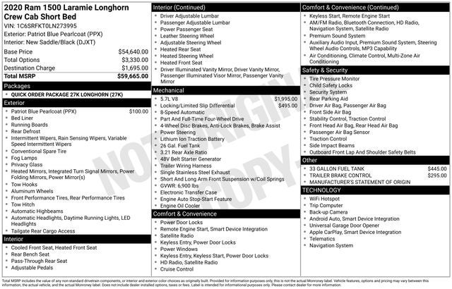 2020 RAM 1500 Laramie Longhorn Crew Cab 4x4 5'7' Box