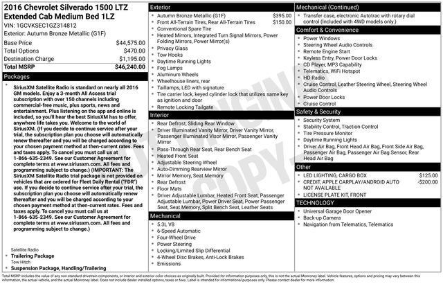 2016 Chevrolet Silverado 1500 1LZ