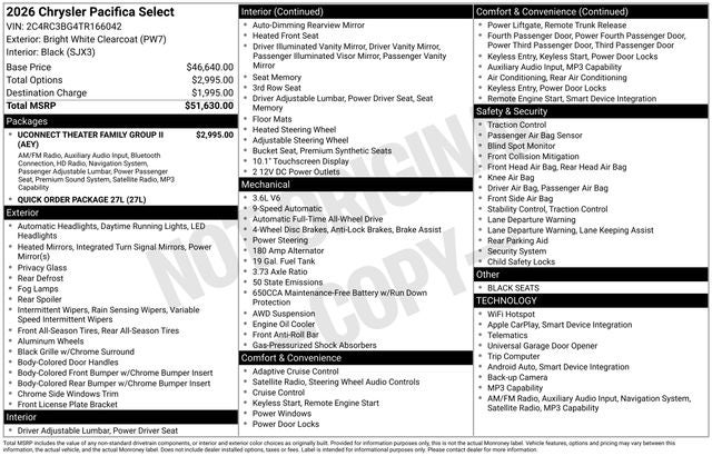 2026 Chrysler Pacifica PACIFICA SELECT AWD