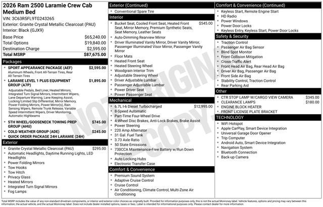 2026 RAM Ram 2500 RAM 2500 LARAMIE CREW CAB 4X4 6'4' BOX